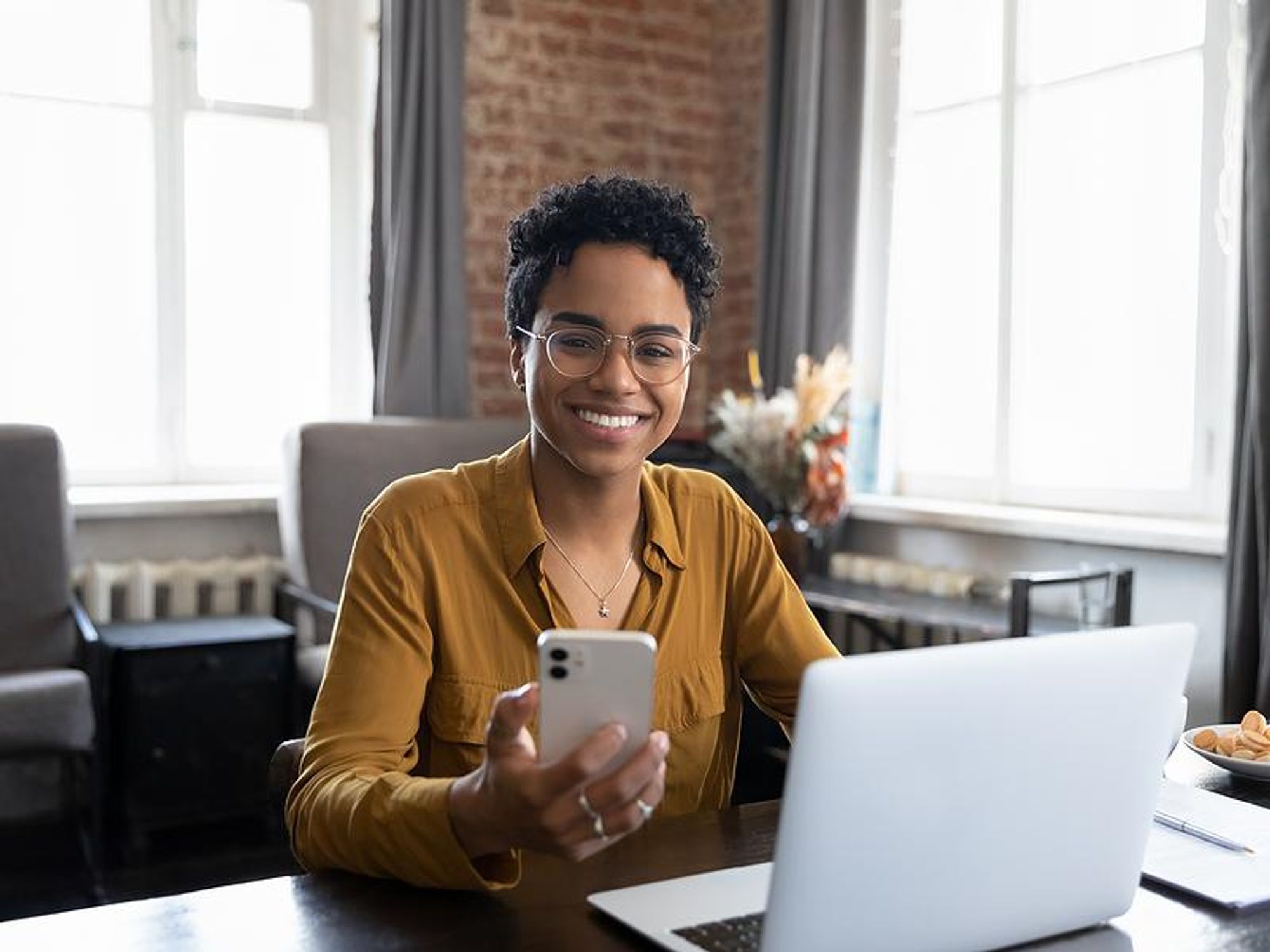 Woman is productive at work