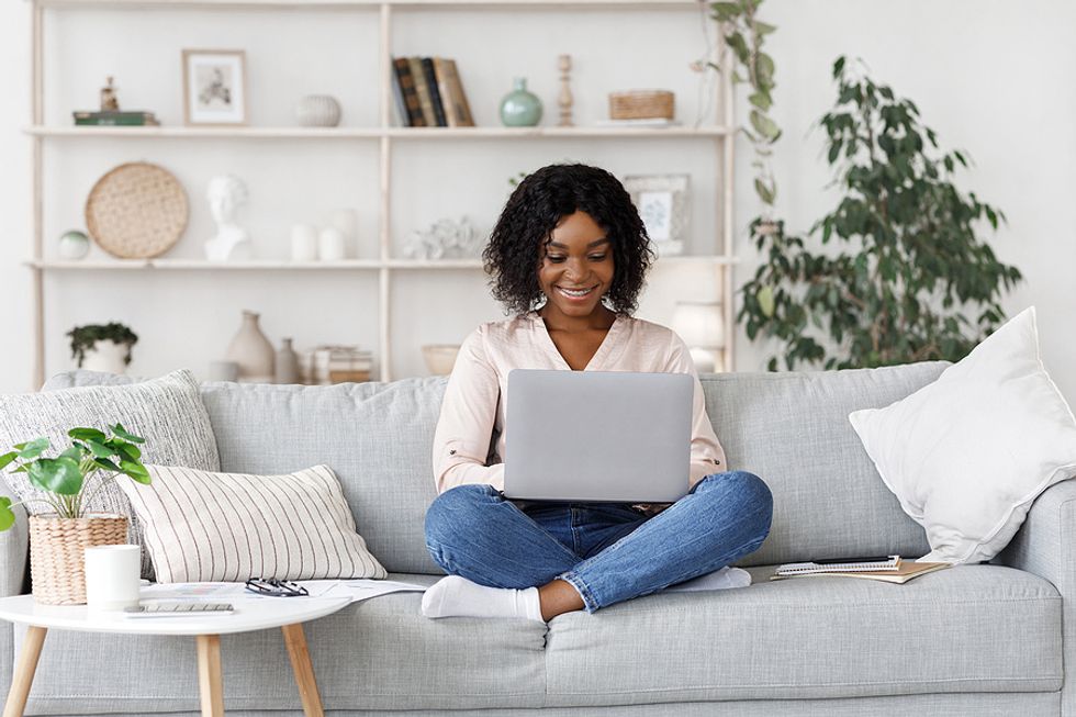Woman prepares for an interview at a tech company