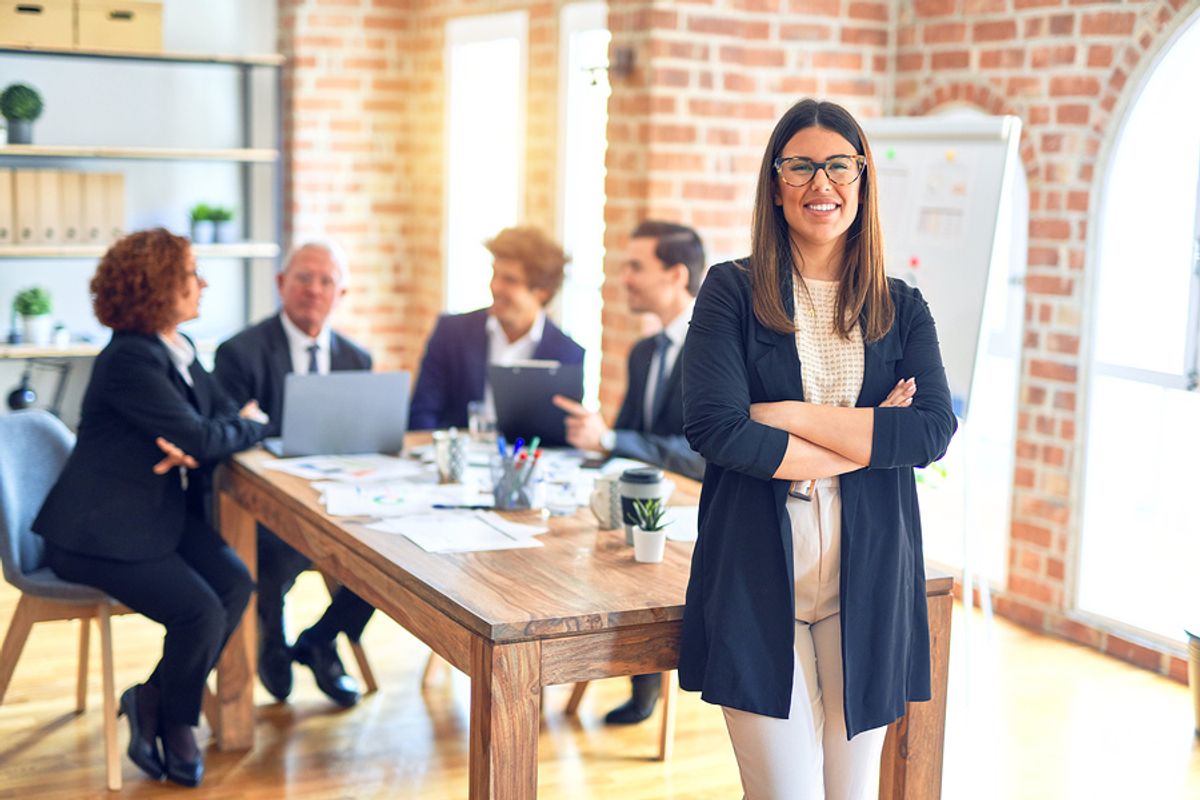 Woman stands out at work