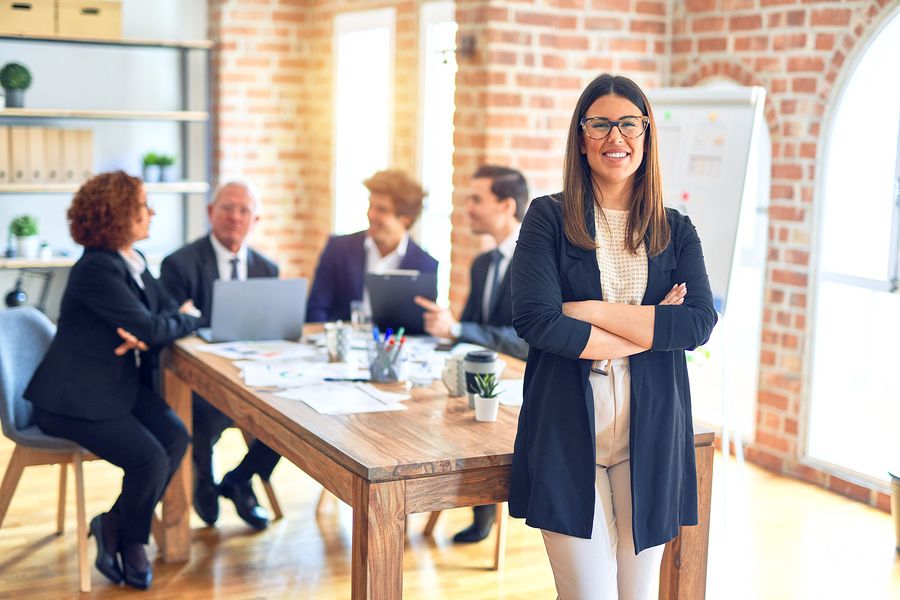Woman stands out at work