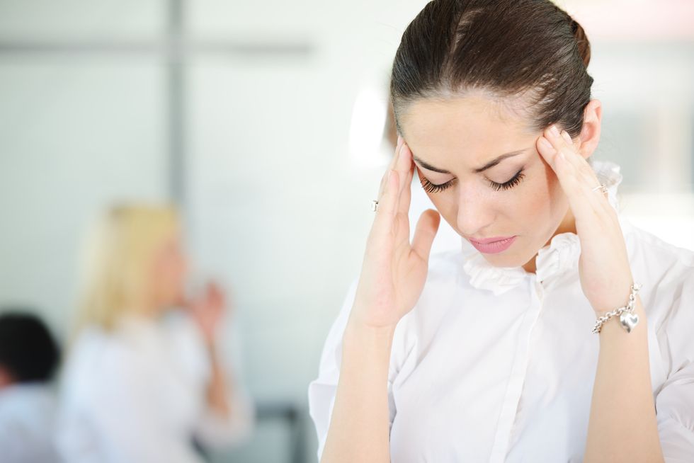 Woman stressed about her job