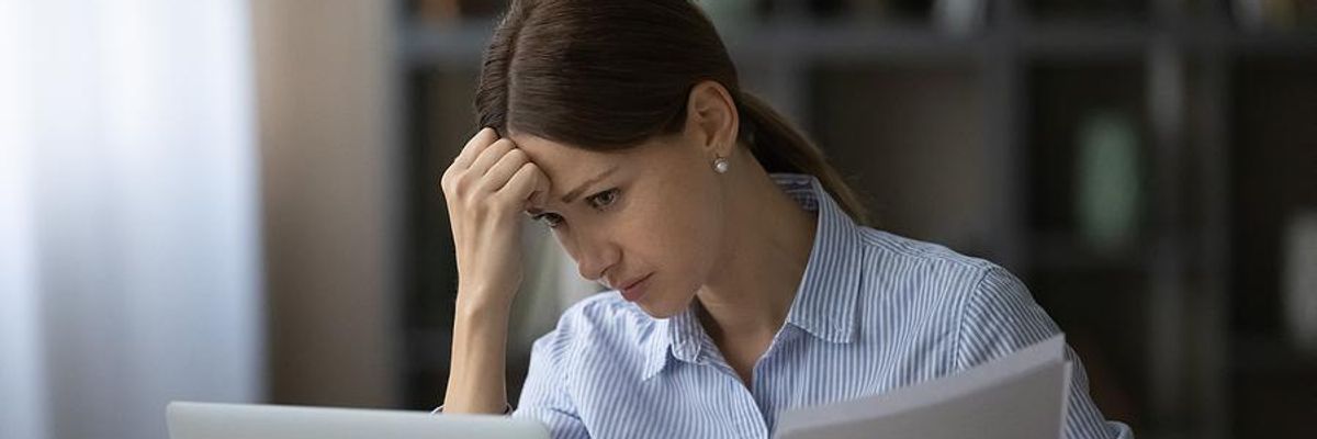 Woman stressed about work