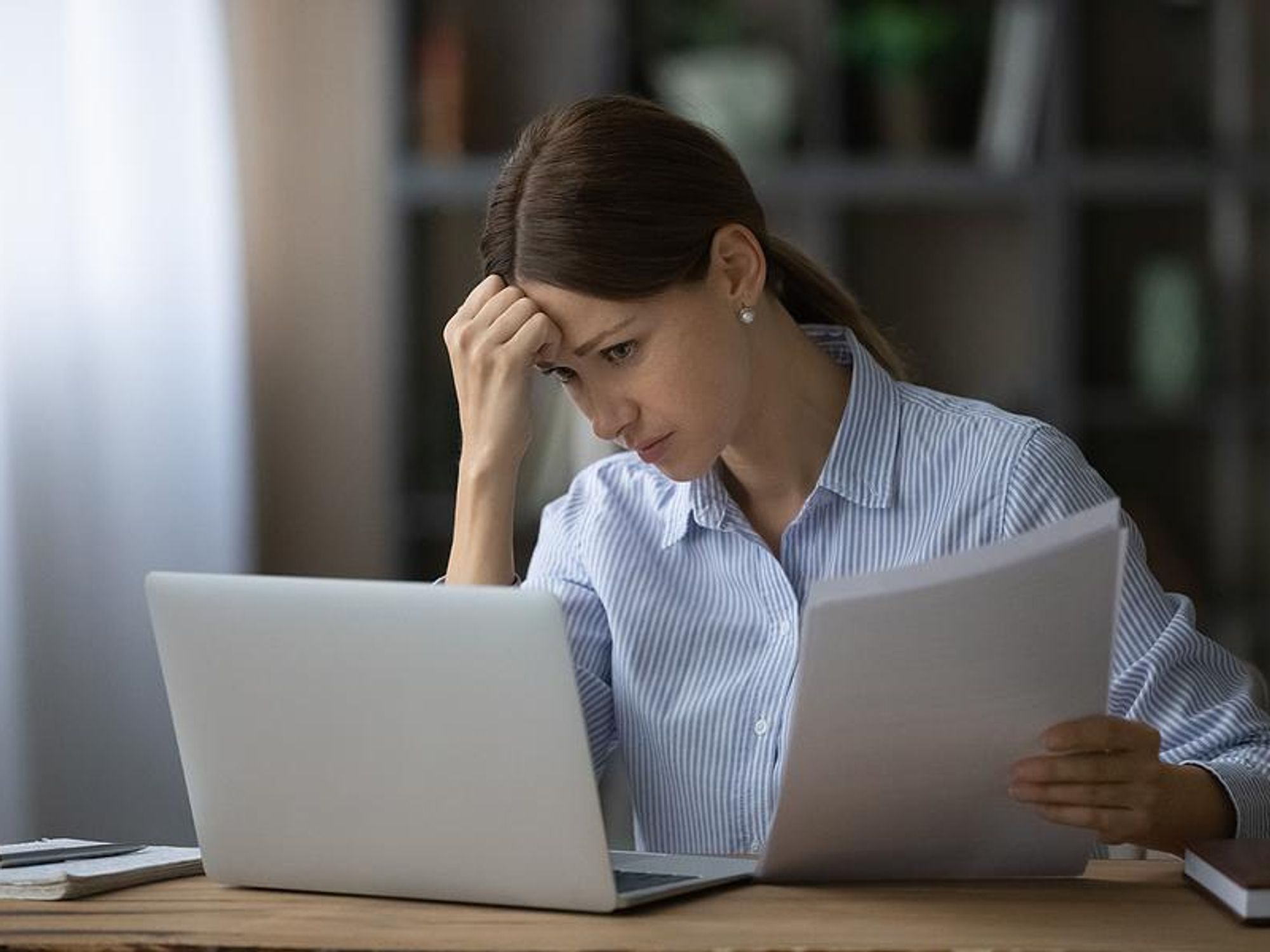 Woman stressed about work