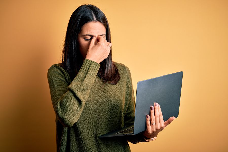 Woman stressed out about work