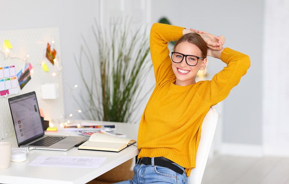 Woman takes a break while on a flexible work schedule