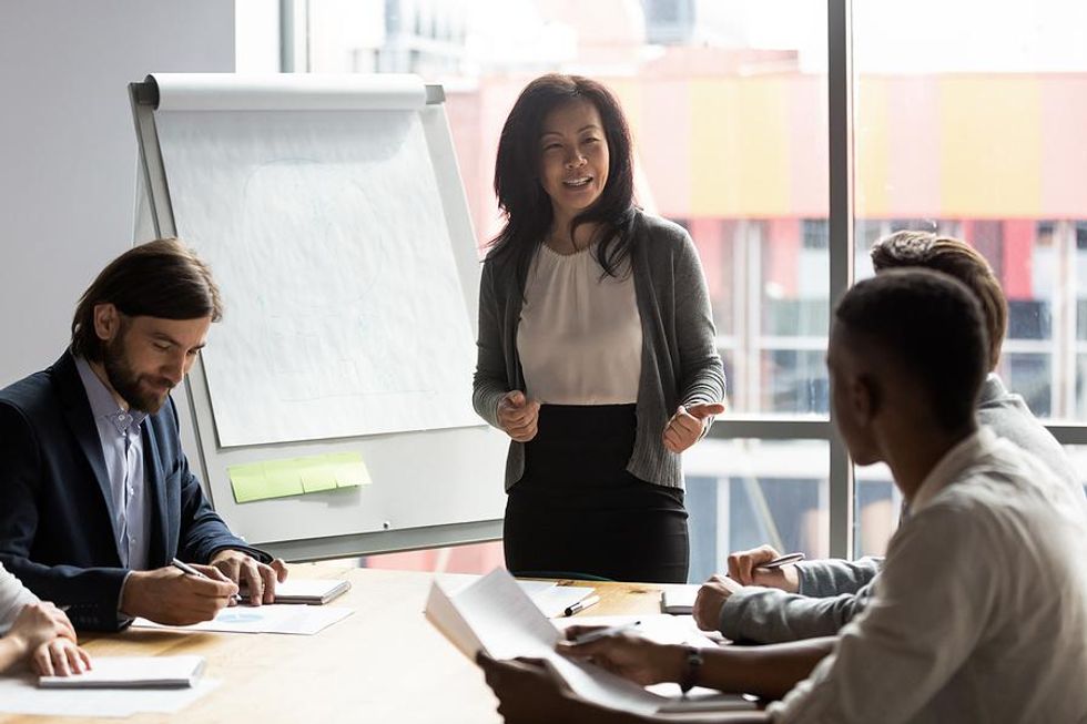 Woman takes advantage of an opportunity at work to get a promotion