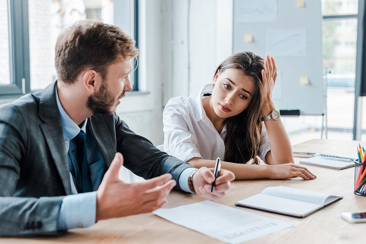 Woman talks to a horrible coworker