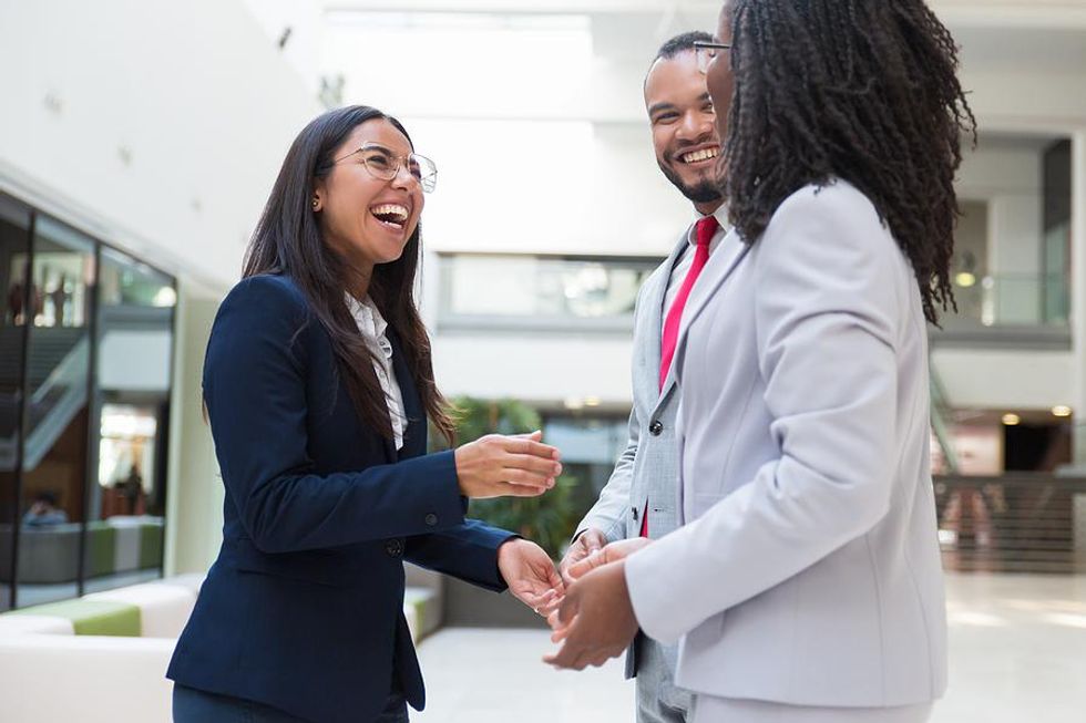 Woman talks to her professional connections about taking control of her career