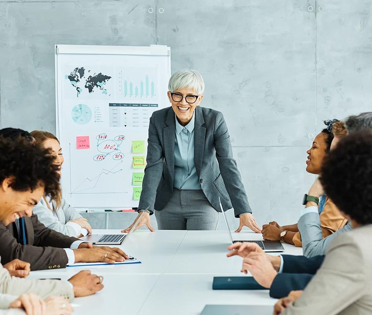 Woman tells a story during a business meeting