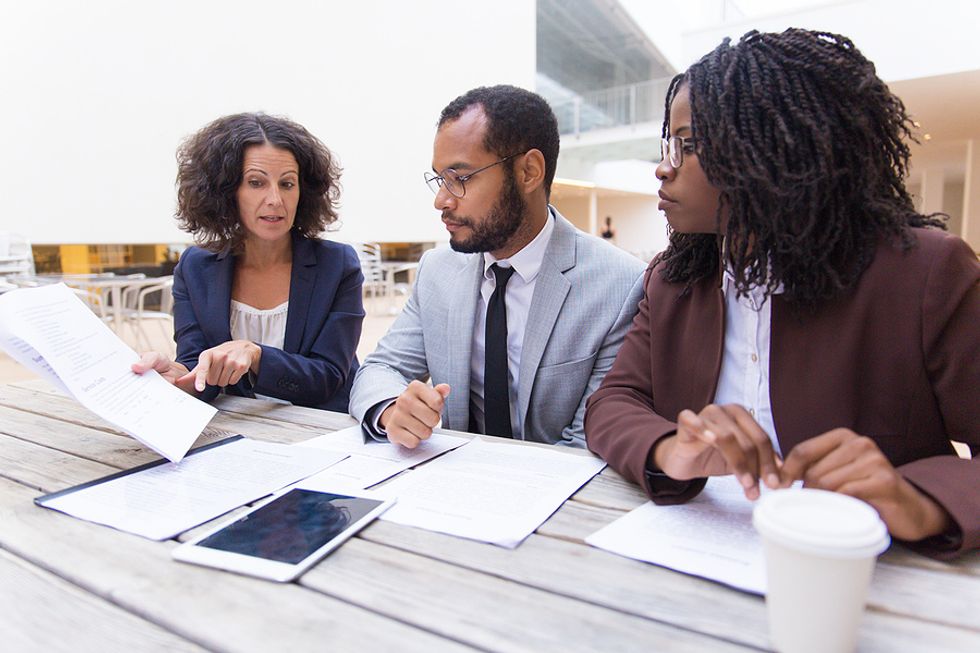 Woman uses her intangible skills at work during a meeting