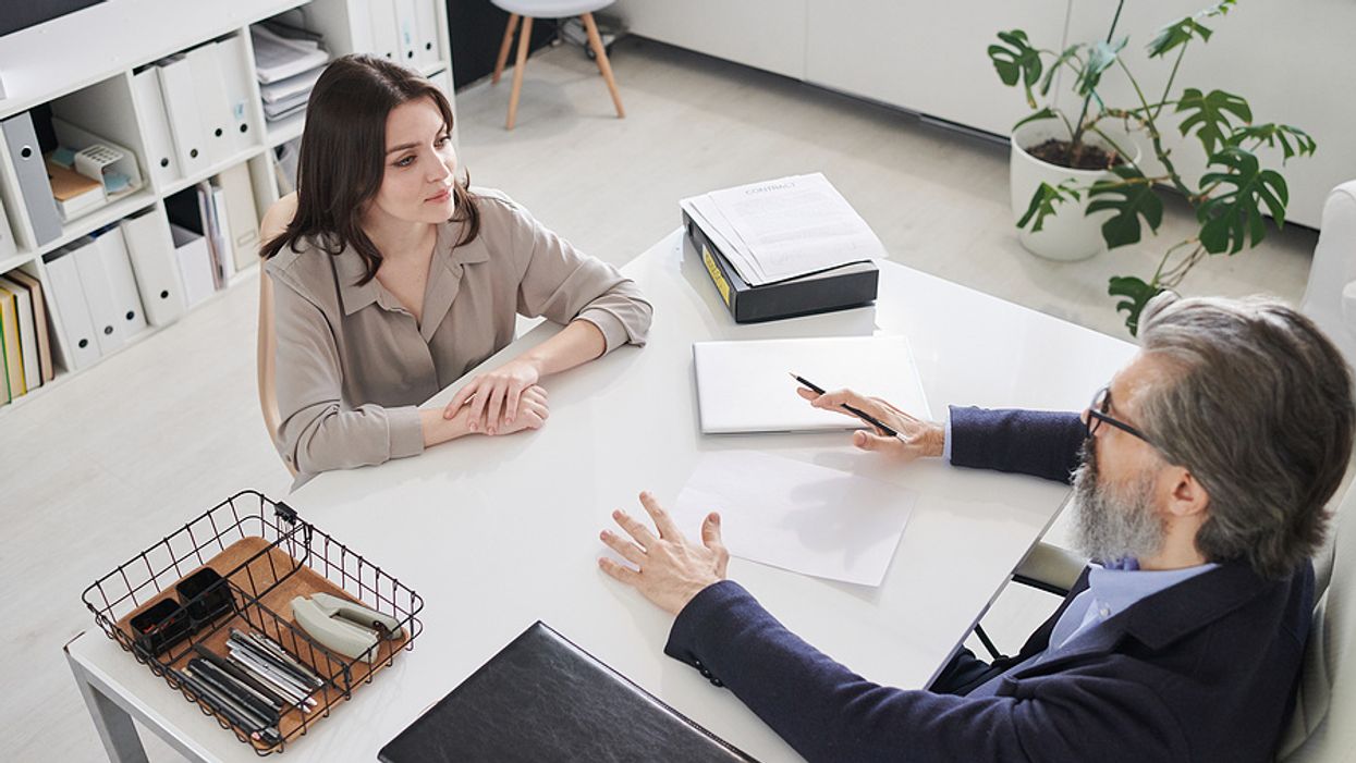 Woman uses interview hacks during her job interview