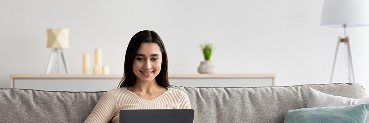 Woman working a remote job that requires no experience