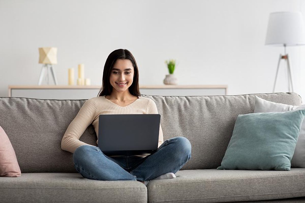 Woman working a remote job that requires no experience