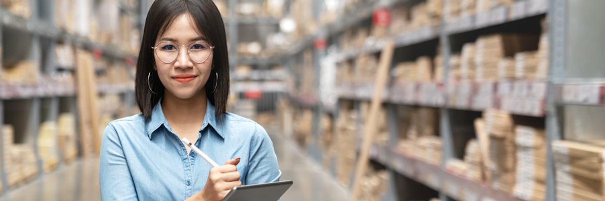 Woman working in a retail management career