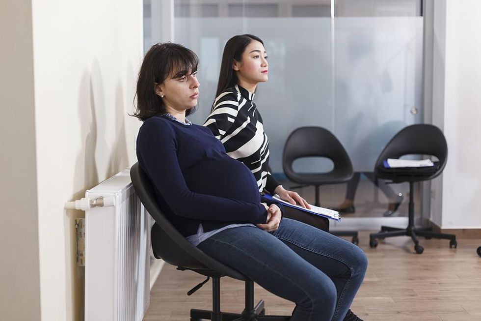 Women wait for a job interview