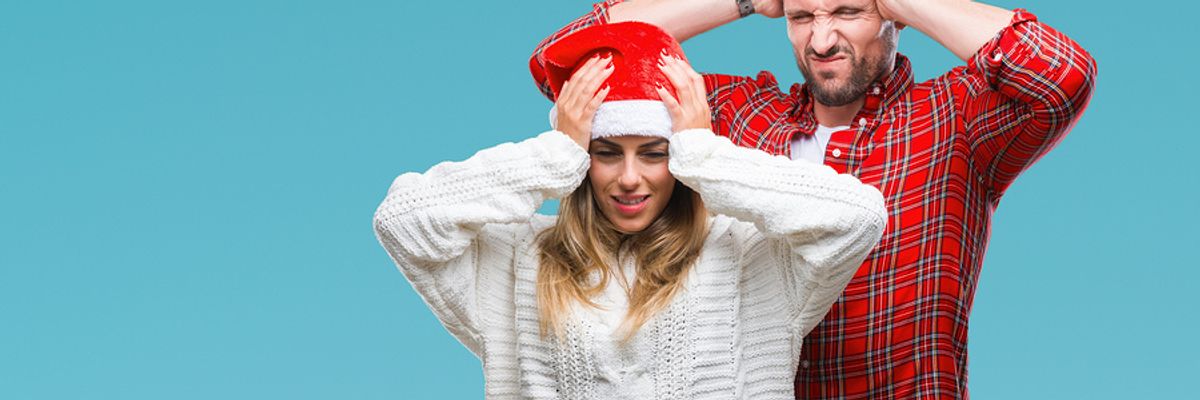 Young couple trying to deal with stress during the holidays