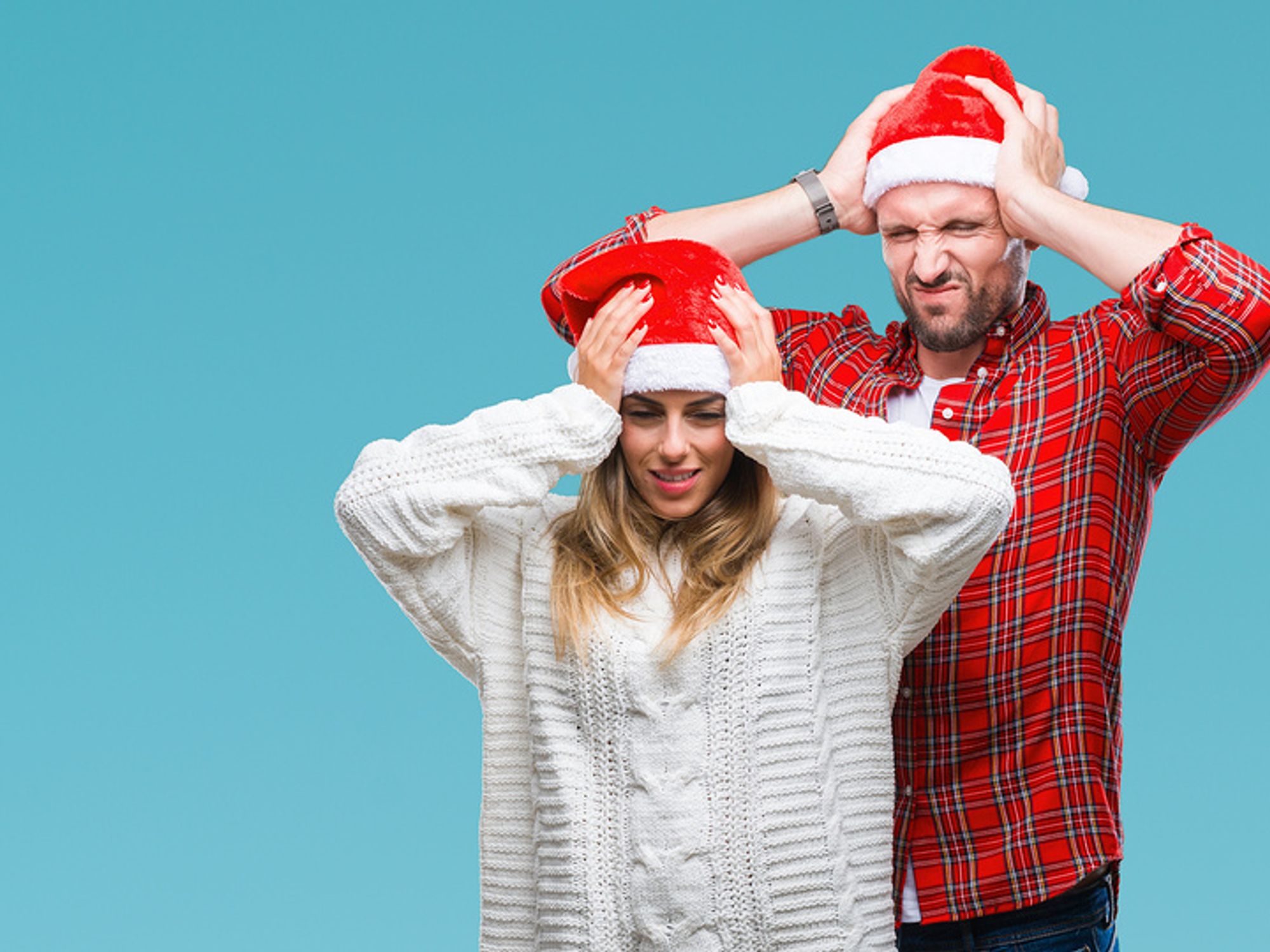 Young couple trying to deal with stress during the holidays