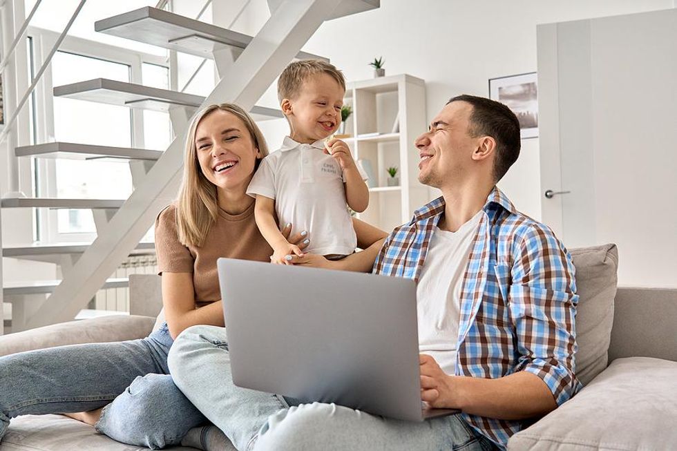 Young family spends time together