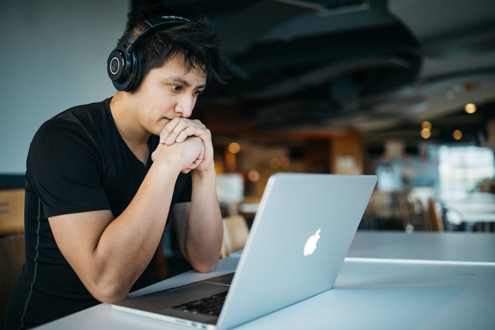 Young professional take an online course