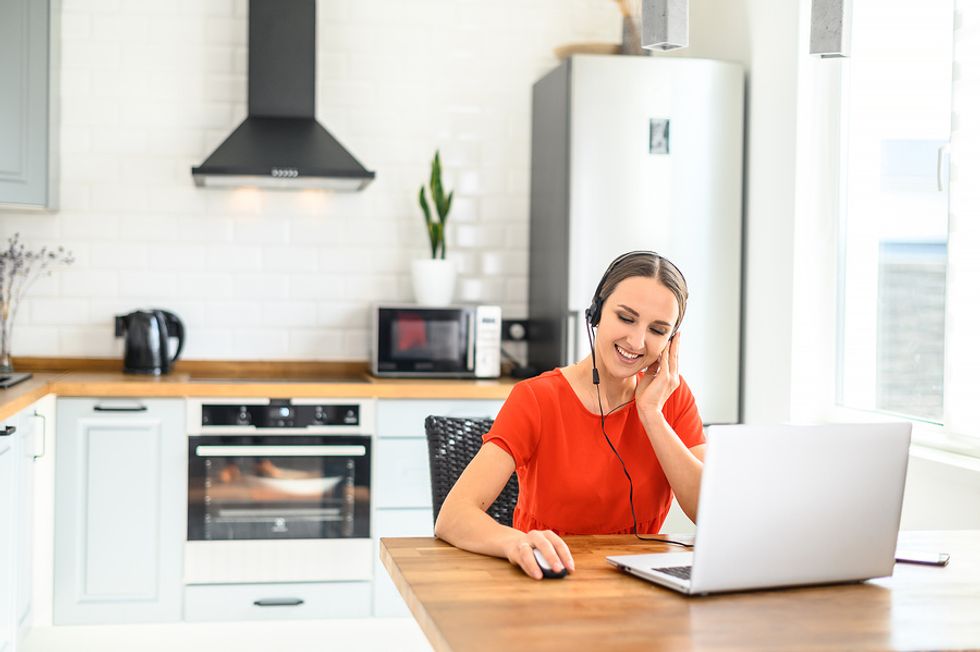 Young professional takes part in a remote job course.