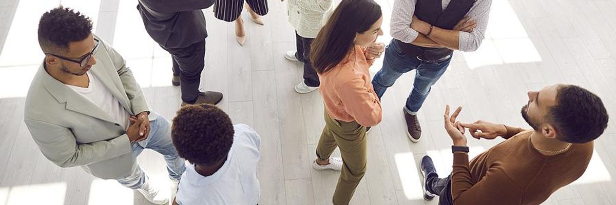 Young professionals at a networking event